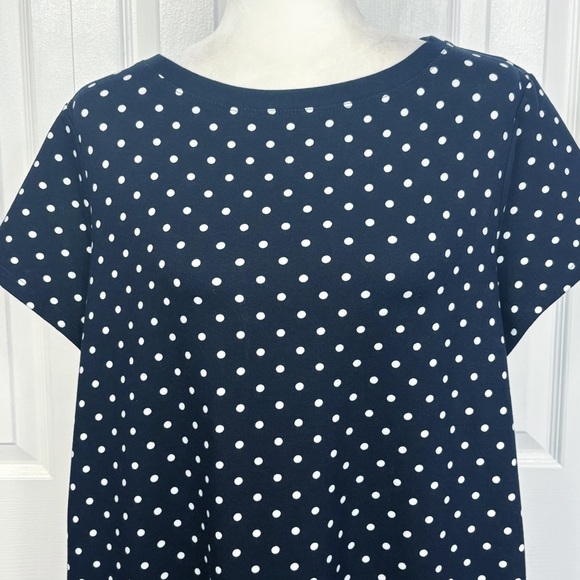 Susan Graver Polka Dot Short Sleeve Mini Shift Dress w/ Pockets Large - Picture 2 of 16